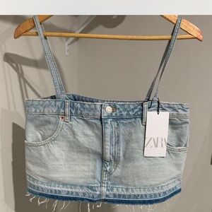 Zara Denim Blue Crop Top